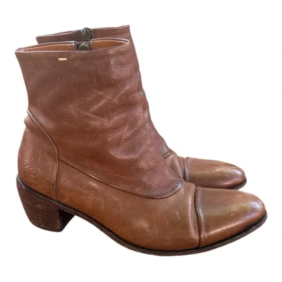 John Fluevog Passage Preet Brown Leather Ankle Boots - Picture 1 of 8